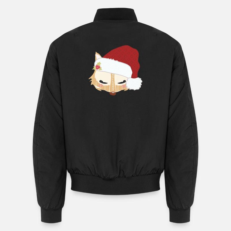 Fox head with santa hat - Unisex Bomber Jacket - black