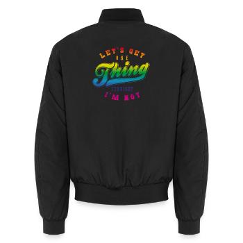 Lass eins klar sein, ich bin nicht gerade - Unisex Bomberjacke - Schwarz - Hinten - AI Model Male 185 light (185cm)