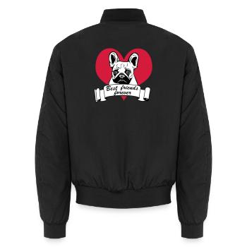 Bouledogue français, bouledogue français ... / + - Bomber unisexe - noir - Dos - AI Model Male 185 light (185cm)