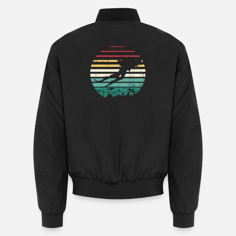Retro Sunset Surf Silhouette Tee - Unisex Bomberjacke - Schwarz