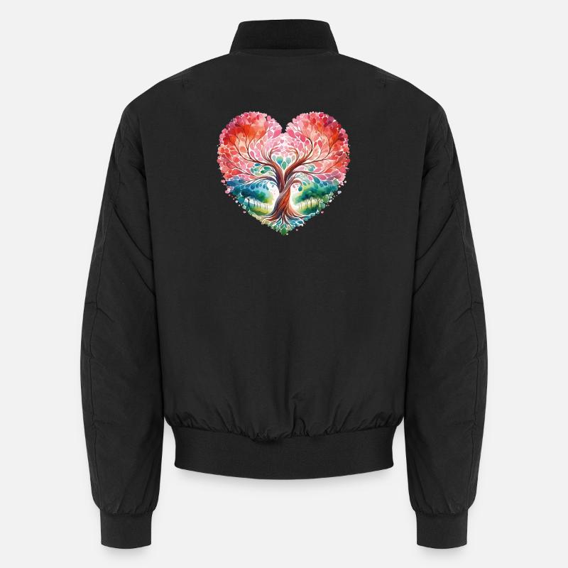 Herzbaum – Liebe in Aquarell - Unisex Bomberjacke - Schwarz