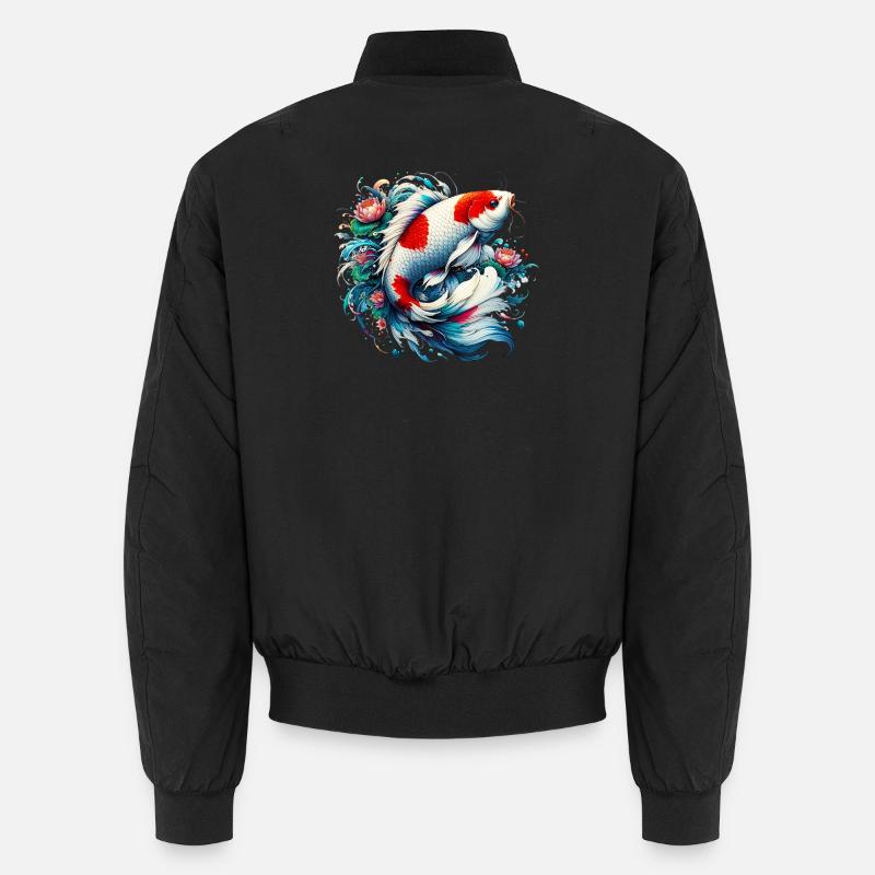 Japanese Japanese Koi Carpfish - Unisex Bomber Jacket - black