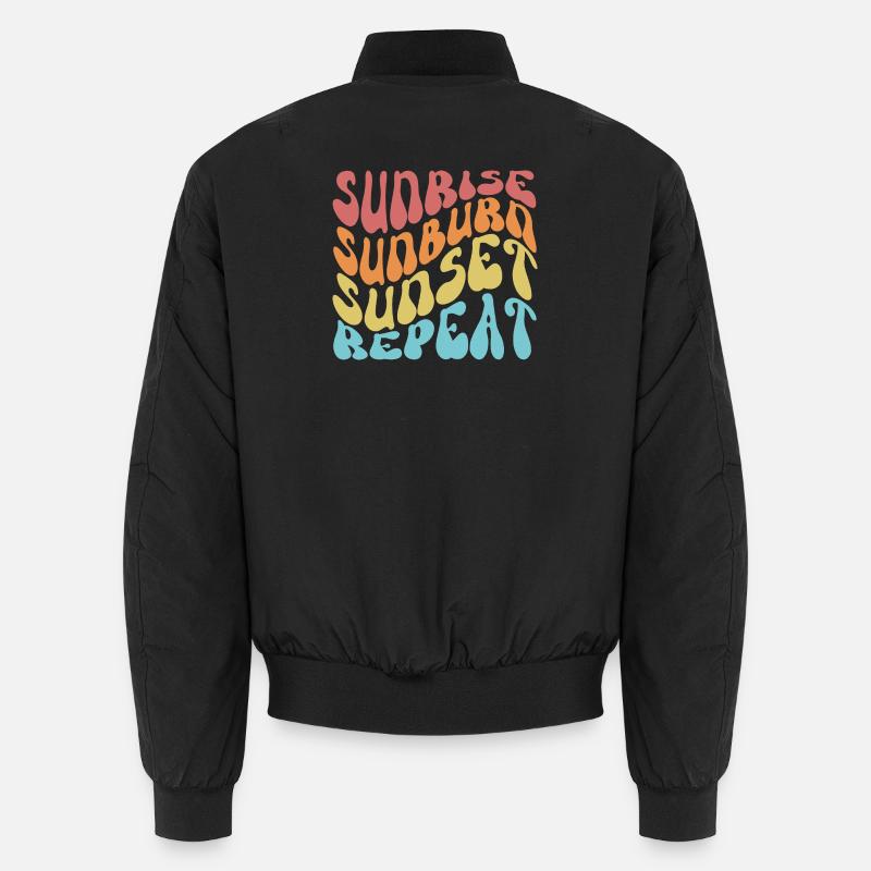 Sunrise Sunburn Sunset Repeat Groovy Wavy Bomber unisexe
