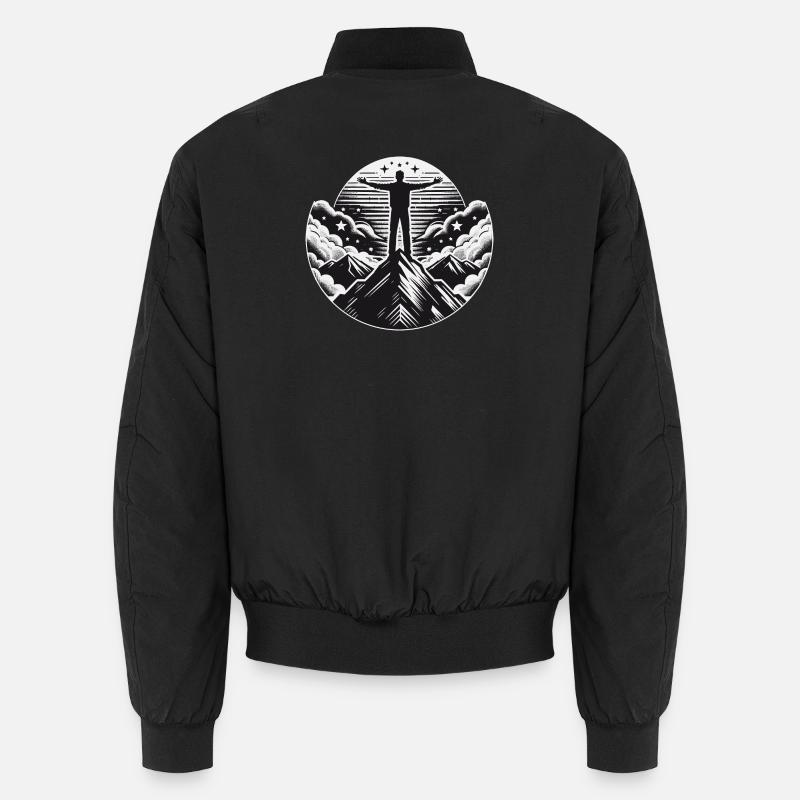 Berglandschaft mit einem Mann auf dem Berggipfel Unisex Bomberjacke