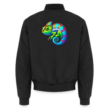 Chamäleon - Unisex Bomberjacke - Schwarz - Hinten - AI Model Male 185 light (185cm)