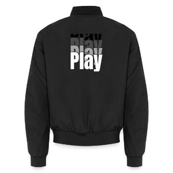 Chevauchement de la typographie de jeu - Bomber unisexe - noir - Dos - AI Model Male 185 light (185cm)