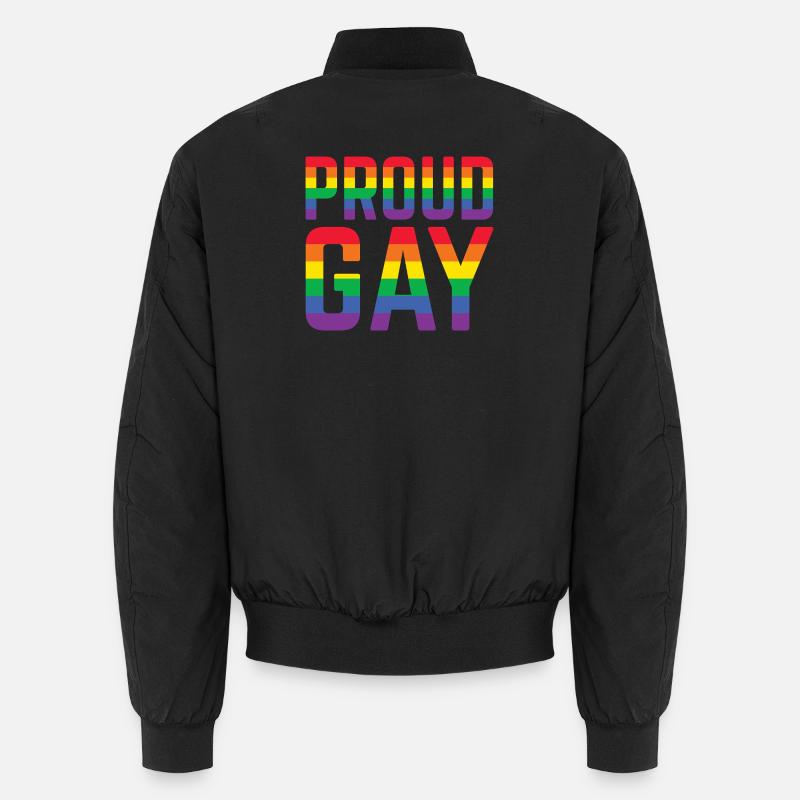 Fier lettrage arc-en-ciel gay Bomber unisexe