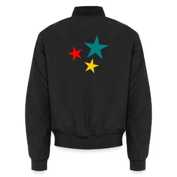 STAR. STARS. STAR. FEAST. ANNIVERSARY. CHRISTMAS - Unisex Bomber Jacket - black - Back - AI Model Male 185 light (185cm)