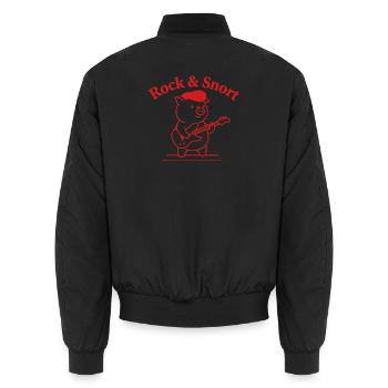 Rock & Snort Pig Guitar - Unisex Bomberjacke - Schwarz - Hinten - AI Model Male 185 light (185cm)