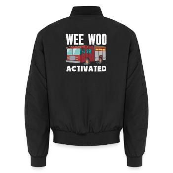 Wee Woo Squad Fire Tiny Feuerwehrmann - Unisex Bomberjacke - Schwarz - Hinten - AI Model Male 185 light (185cm)