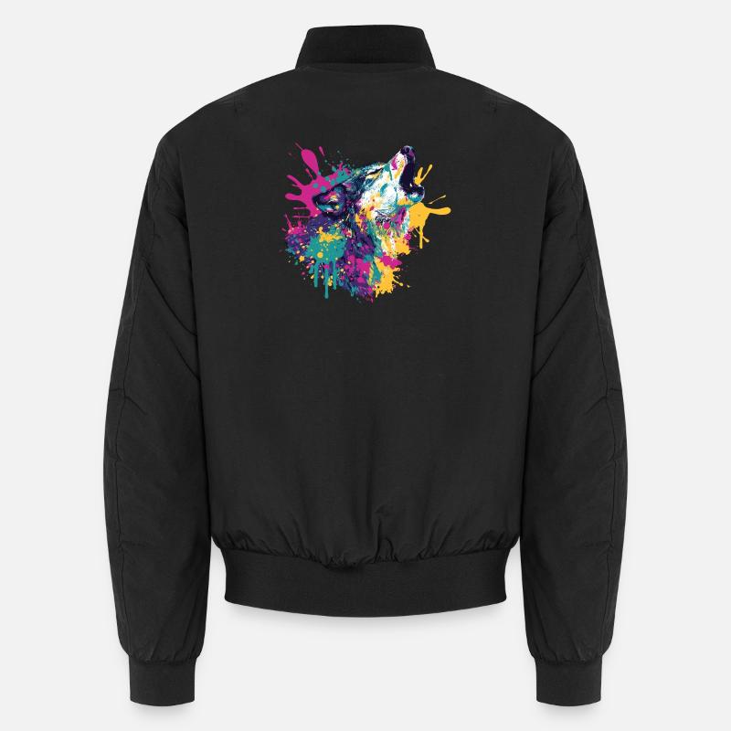 Loup dans le style explosion de couleurs Bomber unisexe
