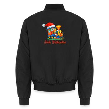 Train des enfants de Noël – Train de Joyeux Noël - Bomber unisexe - noir - Dos - AI Model Male 185 light (185cm)