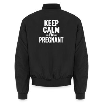 Keep Calm I'm Pregnant - Unisex Bomber Jacket - black - Back - AI Model Male 185 light (185cm)