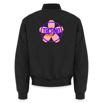 Techno Circle Neon Logo - Unisex Bomber Jacket - black - Back - AI Model Male 185 light (185cm)