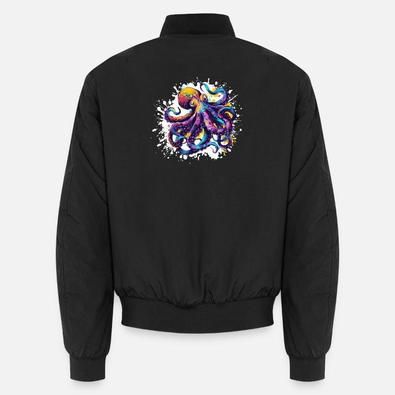 Neon Squid Color Explosion Unisex Bomber Jacket