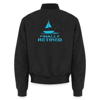 Finally Retirement Sailboat Pension Pension - Unisex Bomber Jacket - black - Back - AI Model Male 185 light (185cm)