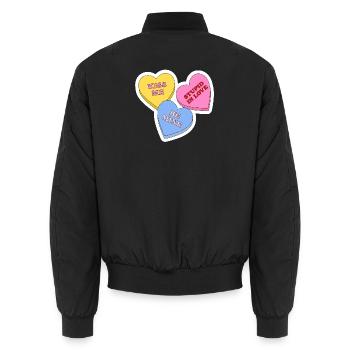 Trio de messages d’amour aux cœurs pastel - Bomber unisexe - noir - Dos - AI Model Male 185 light (185cm)