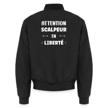 Attention Scalpeur en Liberté - Bomber unisexe - noir - Dos - AI Model Male 185 light (185cm)