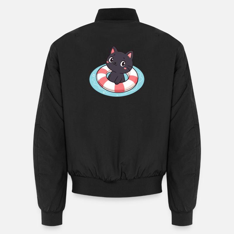 Kitten swimmer on buoy - Unisex Bomber Jacket - black