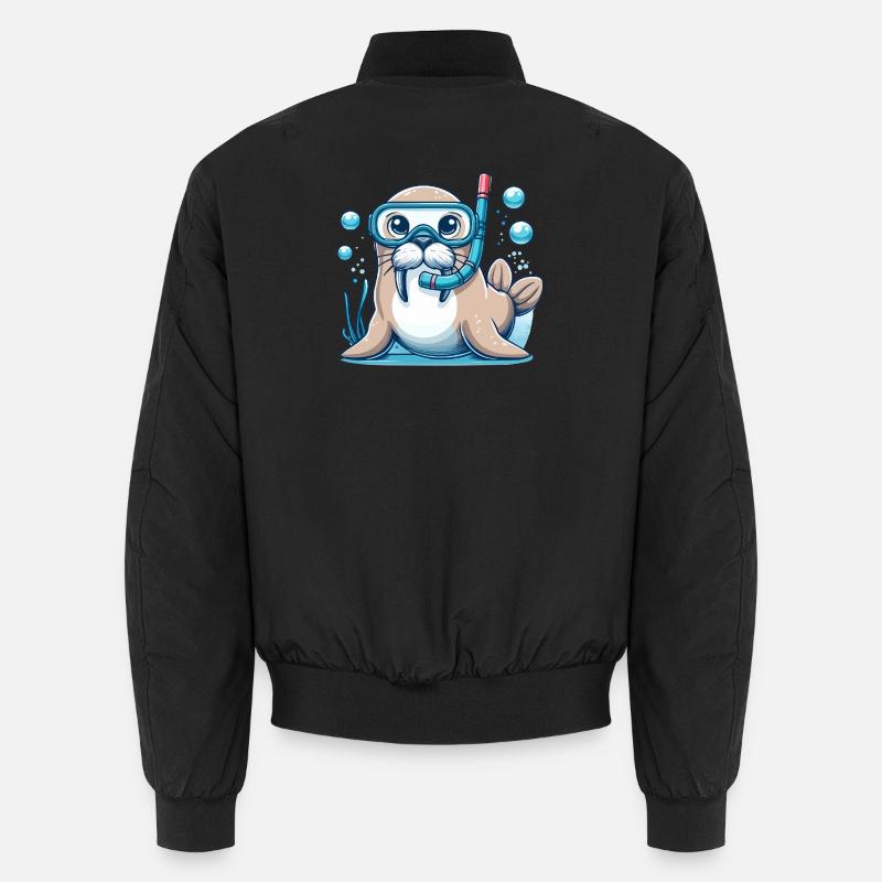 Underwater seal with diving goggles Unisex Bomber Jacket