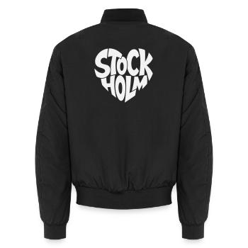 Typographie de Stockholm Suède - Bomber unisexe - noir - Dos - AI Model Male 185 light (185cm)