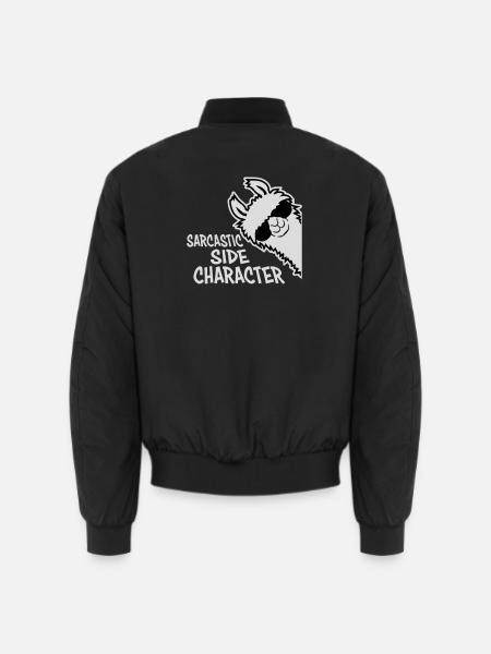 Llama Alpaca Sarcastic Side Character Sarcastic - Unisex Bomber Jacket - black