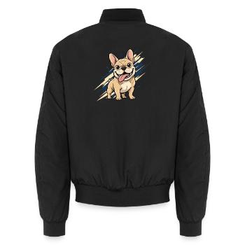 Franz Bulldog Spaß - Unisex Bomberjacke - Schwarz - Hinten - AI Model Male 185 light (185cm)