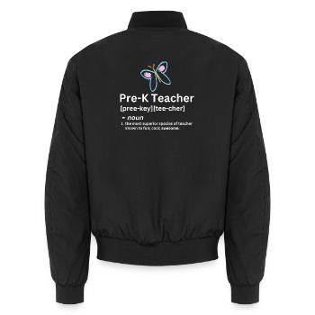 Définition du nom drôle pour enseignant de maternelle - Bomber unisexe - noir - Dos - AI Model Male 185 light (185cm)