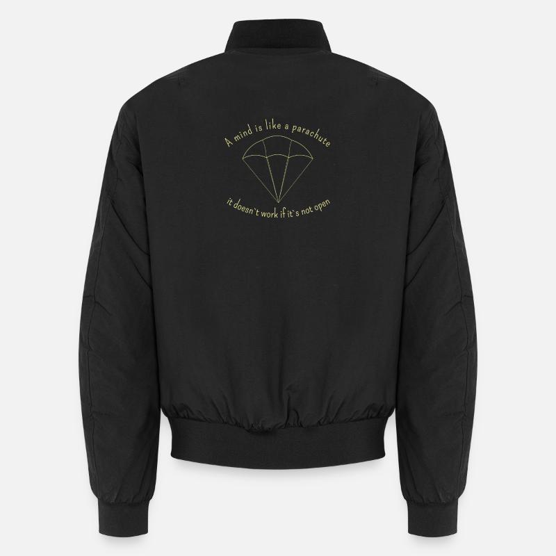 Offener Geist Fallschirm Zitat Unisex Bomberjacke