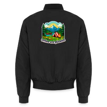 Camping Glück - Unisex Bomberjacke - Schwarz - Hinten - AI Model Male 185 light (185cm)