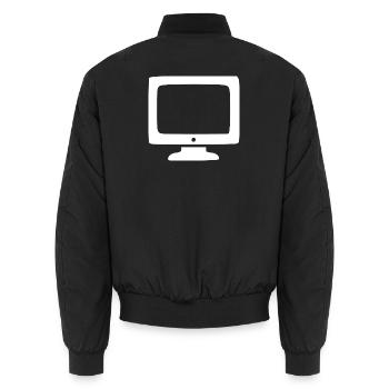 Retro Computer White Vintage 80s 90s - Unisex Bomber Jacket - black - Back - AI Model Male 185 light (185cm)