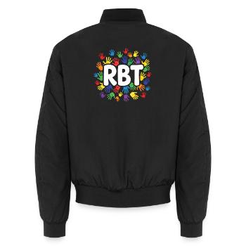 Registered Behavioral Engineer (RBT) - Unisex Bomber Jacket - black - Back - AI Model Male 185 light (185cm)