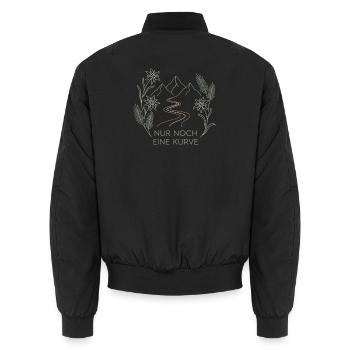 Nur noch eine Kurve Wandern Berge Spruch - Unisex Bomberjacke - Schwarz - Hinten - AI Model Male 185 light (185cm)