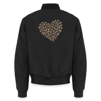 Herz aus Sonnenblumenkernen  - Unisex Bomberjacke - Schwarz - Hinten - AI Model Male 185 light (185cm)