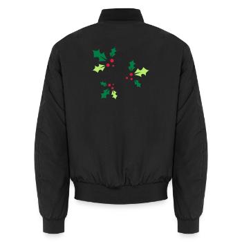 trois branches de palmiers à piqûres avec trois baies rouges - Bomber unisexe - noir - Dos - AI Model Male 185 light (185cm)
