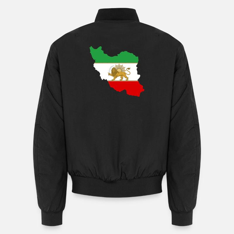 Drapeau iran Lion et Soleil - شیر خورشید پرچم - Bomber unisexe - noir