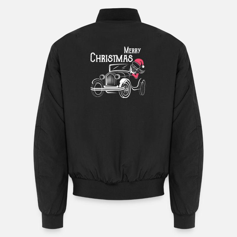 christmas oldtimer Autos lustiger Weihnachtsmann Unisex Bomberjacke