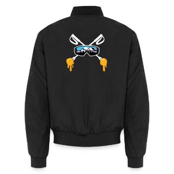 Ski and Savoyard fondue Mountain Skier gift - Unisex Bomber Jacket - black - Back - AI Model Male 185 light (185cm)