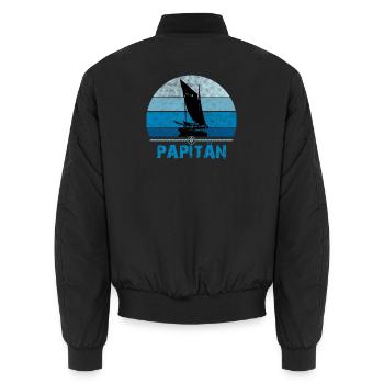 PAPITÄN - Papa, der Kapitän und Anker - Geschenk - Unisex Bomberjacke - Schwarz - Hinten - AI Model Male 185 light (185cm)