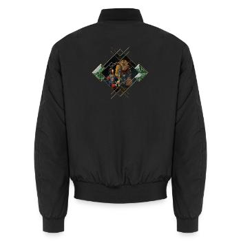 Halloween Design mit Totenkopf, Kürbis und Katze - Unisex Bomberjacke - Schwarz - Hinten - AI Model Male 185 light (185cm)
