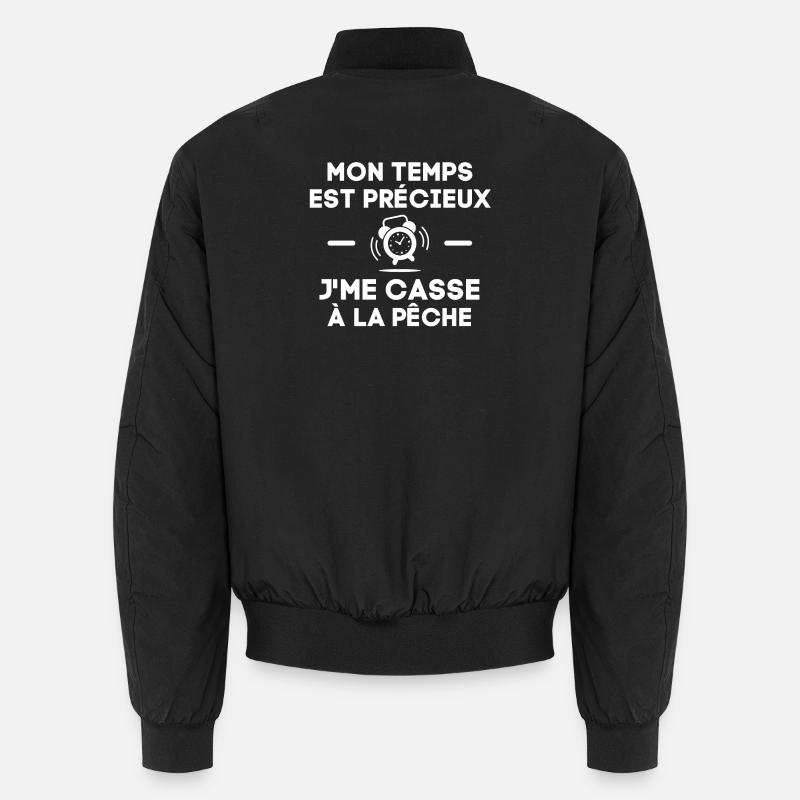 pêche, canne à pêche, pêcheur - Bomber unisexe - noir
