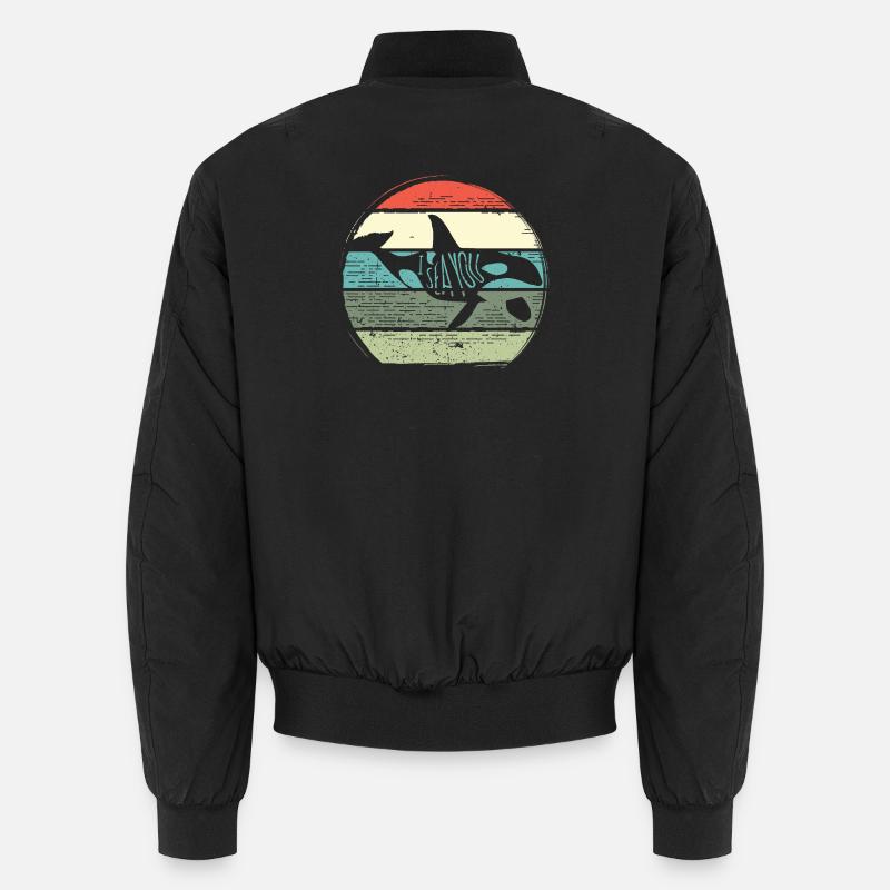Retro Whale Sunset Circle Unisex Bomberjacke