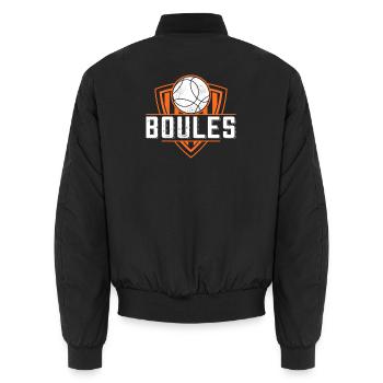 Boule player Boule balls for bouler petanque - Unisex Bomber Jacket - black - Back - AI Model Male 185 light (185cm)