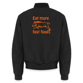Eat more fast food - Wildschwein - Unisex Bomberjacke - Schwarz - Hinten - AI Model Male 185 light (185cm)