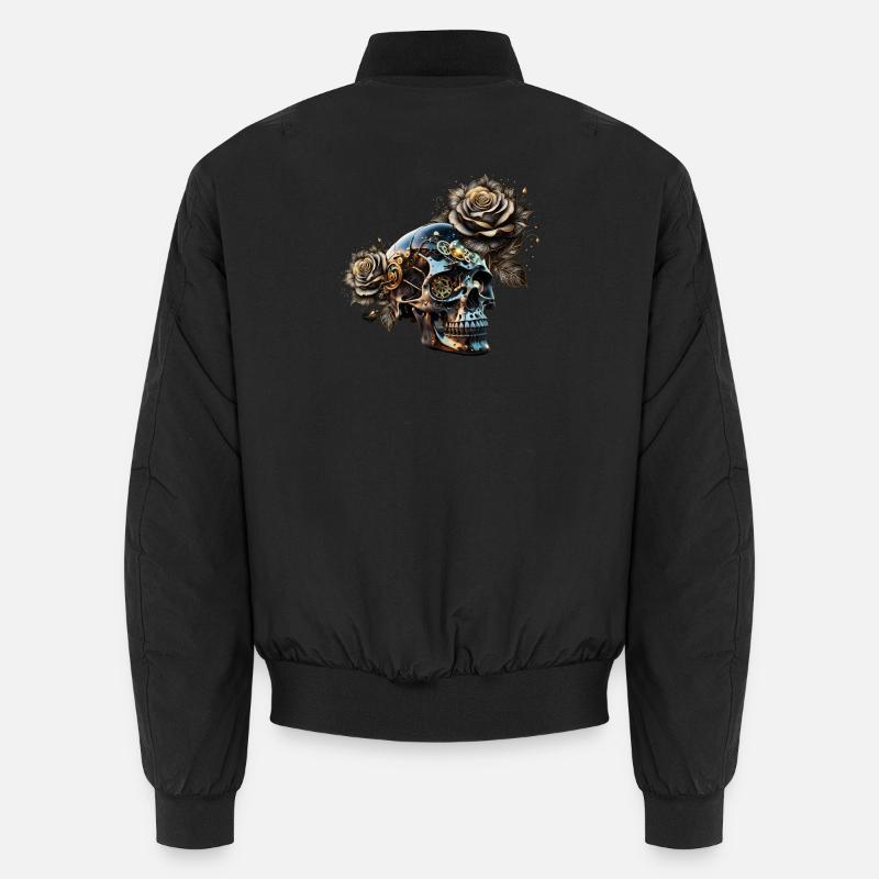 Stunning dark steampunk skull with roses Unisex Bomber Jacket