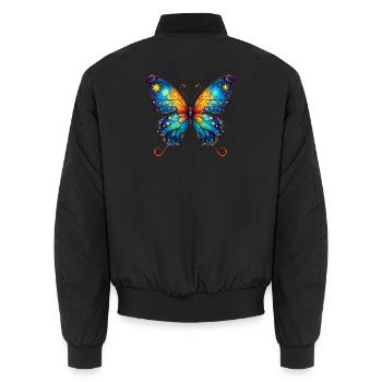 Van Gogh butterfly - Unisex Bomber Jacket - black - Back - AI Model Male 185 light (185cm)