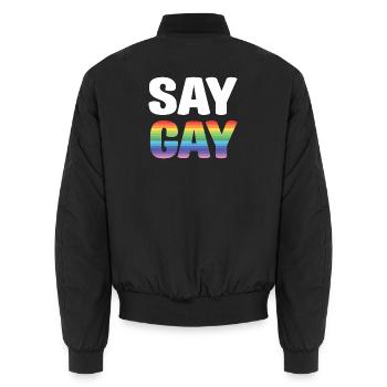 LGBT Pride Month - Sag schwul - Unisex Bomberjacke - Schwarz - Hinten - AI Model Male 185 light (185cm)