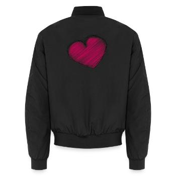 HEART. DAD. MOM. Bachelorette party. BEBE. CHILD. HEART. FEAST - Unisex Bomber Jacket - black - Back - AI Model Male 185 light (185cm)
