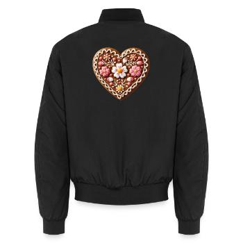 Cœur en pain d’épices : Tradition sucrée et amour combinés - Bomber unisexe - noir - Dos - AI Model Male 185 light (185cm)