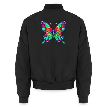 Schmetterling - Unisex Bomberjacke - Schwarz - Hinten - AI Model Male 185 light (185cm)